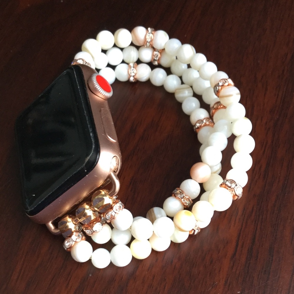 38mm Apple Watch Band Bracelet w Mother of Pearl